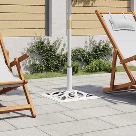 GeoHome Square Umbrella Base | Outdoor Umbrella Stand | Parasol Base for Outside Patio, Lawn, Garden | White Cast Iron 19.3" x 19.3" x 13"