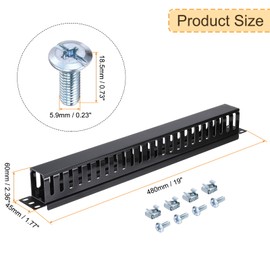 PATIKIL 1U 19 Inch Cable Manager, 4 Pack 24 Slot Horizontal Rack Mount Wires Management Metal Finger Duct Wire Organizer for Network Cabinet, Black