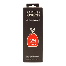 Joseph Joseph IW4 Bin Liners with Tie Tape Drawstring Handles- 50 Litres, Pack of 20- Transparent