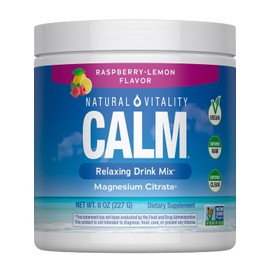 NATURAL VITALITY Mezcla de bebida de magnesio calmante y limón de frambuesa, 8 onzas
