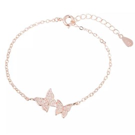 Rose Gold Tone Butterfly Link Chain Bracelet (Cubic Zirconia Stones) Miss Fit Boutique