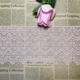 14CM Width Europe Long Pattern Inelastic Embroidery Lace Trim,Curtain Tablecloth Slipcover Bridal DIY Clothing/Accessories.(4 Yards in one Package) (Khaki)