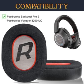 SOULWIT Cooling Gel Earpads Replacement for Plantronics BackBeat Pro 2, Voyager 8200 UC Headphones, Ear Pads Cushions with High-Density Noise Isolation Foam (Black+Red)