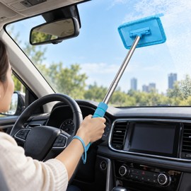 Telescopic Car Windshield Cleaner with Water Scraper – Long Handle Auto Glass Wiper Brush for Interior & Exterior Window Cleaning