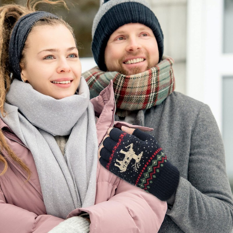 Zolunu Unisex Winter Half Finger Gloves Warm Winter Fingerless Touchscreen