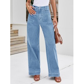 Cicy Bell Womens Wide Leg Jeans High Waisted Stretchy Baggy Loose Denim Casual Pants with Pockets