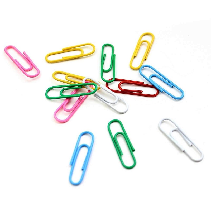 D.RECT A'100 Coloured Paper Clips 28 mm in Plastic Box,