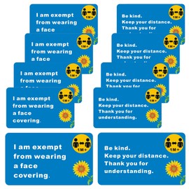 FONOON Face Mask Exemption Badge Holder Card, 5 Pieces - Blue Sunflower Design