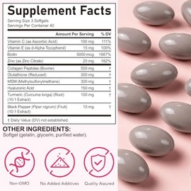 Glutathione Supplement 1500mg, 120 Vegan Capsules, Strong Antioxidant, with Collagen Peptide, Vitamin C&E, Hyaluronic Acid, Reduced Liposomal Glutathione Capsules for Men & Women, Enhanced Absorption
