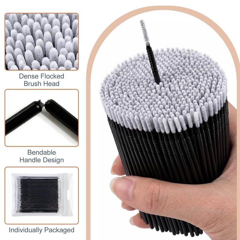 400 PCS Micro Brushes, Black Micro Applicator Brushes with Longer