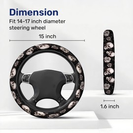 GENANY Rose Skull Steering Wheel Cover, Non-Slip Breathable Neoprene Car Wheel Cover, Universal 15 Inch Fit Most Cars, Gothic Car Accessories, Gothic Gifts for Women Men