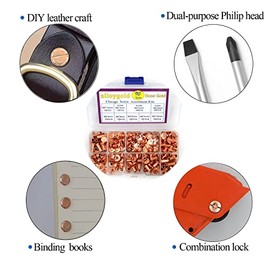 90 Sets Rose Gold Chicago Screws Leather Assorted Kit ，6 Sizes of Screw Rivets for Leather Rivet for DIY Leather Craft and Bookbinding (M5 X 4, 5, 6, 8, 10, 12)