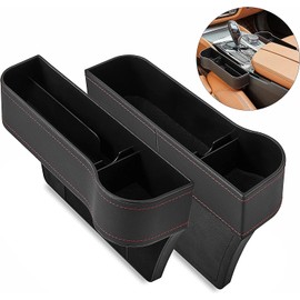 VLATUO Car Seat Gap Filler Organizer 2 Pack Front Seat Storage Box with Cup Holder Multifunctional Pu Leather Auto Console Side Storage Box for Cellphones Keys Cards Wallets Sunglasses