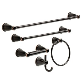 Franklin Brass Kinla 5-Piece Bathroom Set Oil-Rubbed Bronze 18', 24' Towel Bar Racks, Toilet Paper Holder, Ring, Hook KIN5PC-ORB