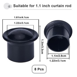 GORGECRAFT 8PCS Platic Window Curtain Rod Covers Black Ends Curtain Caps 28mm Inner Diameter Column Drapery Pole Finials Curtain Heads for Home Office Curtain Roman Rod Decor(41x33mm)