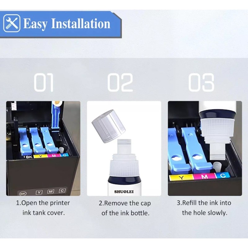 PRINTERWORLD 612 4x Botella Recarga De Tinta COMPATIBLE CON Epson