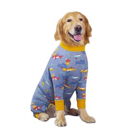 Yeapeeto Dog Surgery Recovery Suit for After Surgery Large Medium Dogs, Post Surgery for Female Male Dog, Cone E-Collar Alternative Pet Onesie, Prevent Licking Dog Suit(Shark,6XL)