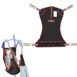 Universal Full Body Hoist Sling for Patient Lift – Mesh Transfer Sling for Shower, Large Bariatric Hoist Sling for Elderly & Disabled, 500lbs Weight Capacity (S-Black)