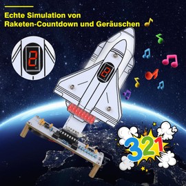 DIY Space Theme Rocket Soldering Kit for Adults with Four Light Effects, Countdown and Sound Effects, Electronic Kit Decorative Soldering Learning Electronic Education Kit Children's Day Gift