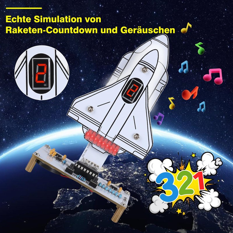 DIY Space Theme Rocket Soldering Kit for Adults with Four