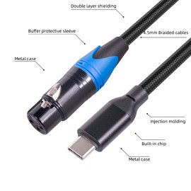 REXUS USB C Male to XLR Female Microphone Cable 16 FT, Type-C XLR Stereo Audio Cord Link Converter Cable, Plug and Play P&P Audio Adapter for Recorder, Smartphone, Laptop(TCM2XF-50)