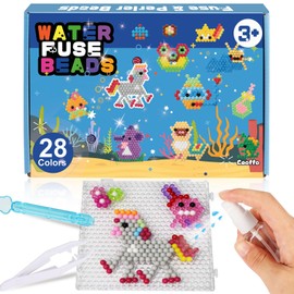 Water Fuse Beads Craft Set for Girls for Children Craft Beads Starter Set DIY Art Crafts Toys for Kids Beginners Arts and Crafts Kids’ Toys for Ages 3 and up 3200 pcs in 28 Colours