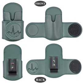 Czzmy PU Leather Stethoscope Holder with Clip for Belt, Stethoscope Holder, Stethoscope Holder with Clip for Doctors and Nurses (1-Green)