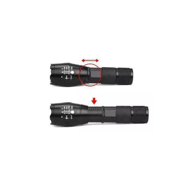 Battery Connection LED Zoomable Flashlight Torch Lamp Light 5-Mode