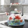 Butterfly Floral Enamel Tea Kettle, 2.5L Stovetop Teapot with Porcelain