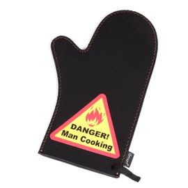 Creative Home Heat-Resistant Neoprene Oven Mitt – “Danger! Man Cooking” Print – Commercial Grade Pot Holder Glove for BBQ, Baking & Kitchen Use, 13.13" x 7.88"