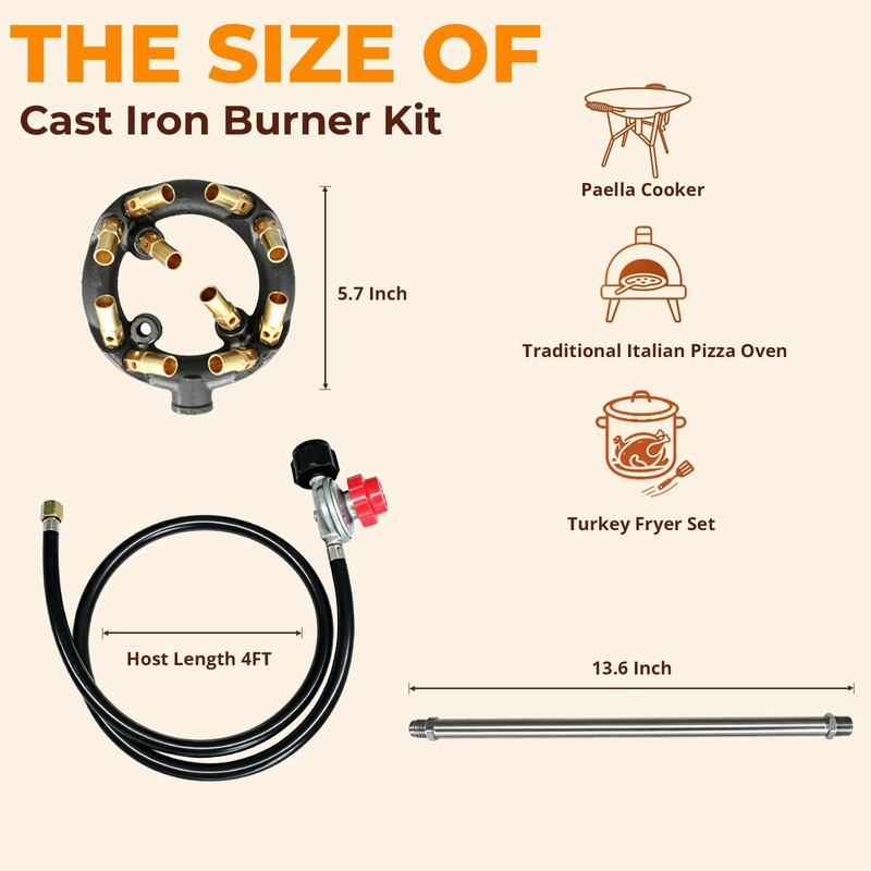 HZYUHMIG 41000 BTU 10 Jets Homemade Cast Iron Burner Assembly