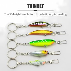 Llaveros de Señuelo de Pesca Realista - Regalo Original para Pescadores, Cebo Artificial Funcional con Anzuelo, Accesorio para Llaves de Coche y Mochila, Detalle para Hombre y Amantes de la Naturaleza