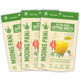 MOONG PANI Vegetable Broth Soup Powder (Italian Herbs, Garlic and Turmeric) Lower Sodium, Gluten-Free, Detox, Natural, Lower Sodium, Vegan, Keto, Fiber & Protein, Mung Bean, 3 Pack