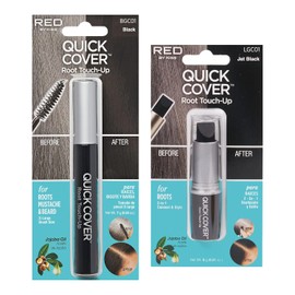 Kiss Quick Cover - Juego de retoque, humectar y brillar, cepillo y palo (Negro)