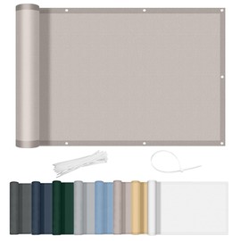 AXT SHADE Balcony Privacy Screen 90x400cm Waterproof Balcony Cover Wind and UV Protection with Cable Ties for Outdoor Terrace-Taupe