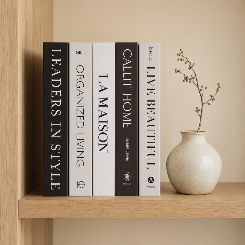5 PCS Decorative Faux Books Set, Hardcover Fake Book Decor