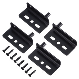 2 Sets Pivot Hinges with Bushing Black Heavy Duty Concealed Shaft Door-Hinges and Screws for Wood Doors, Furniture Cabinet, Drawer etc (Black)