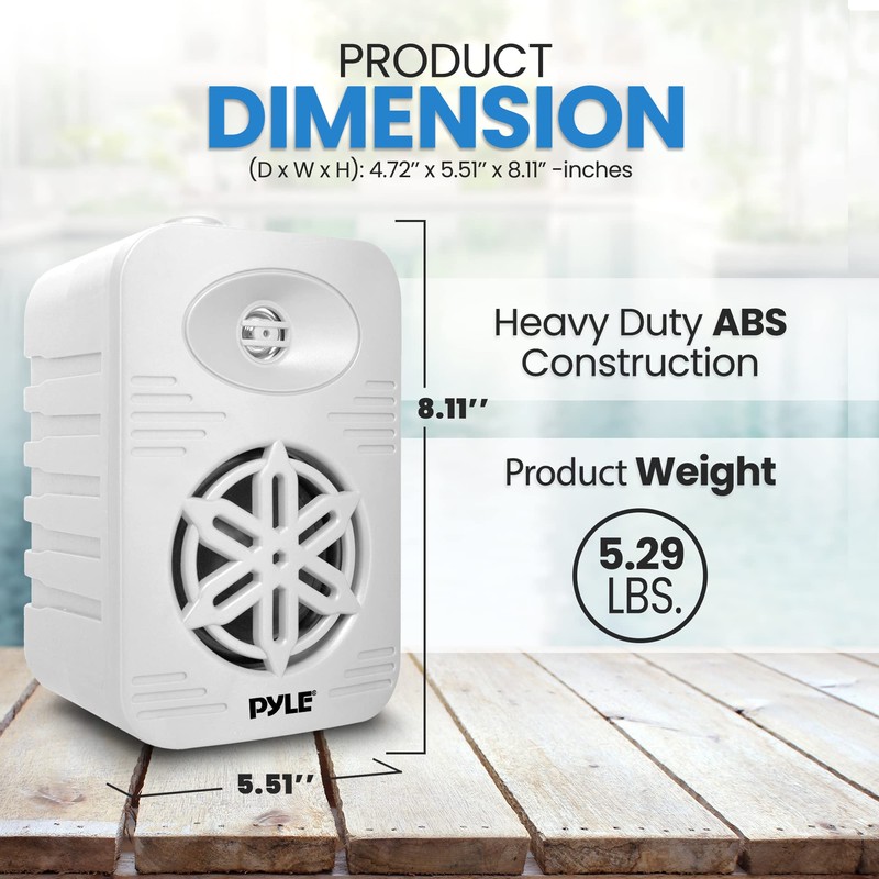 PyleUsa Indoor Outdoor Speakers Pair - 300 Watt Dual Waterproof
