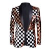 PYJTRL Men Stylish Two Color Conversion Shiny Sequins Blazer Suit
