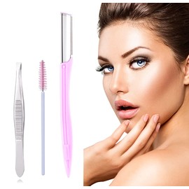 Ghelonadi Professional Eyebrow Grooming Kit Face Razors for Women Eyebrow Tweezers Facial Trimmer Shaver Eyebrow Brush Multicolor
