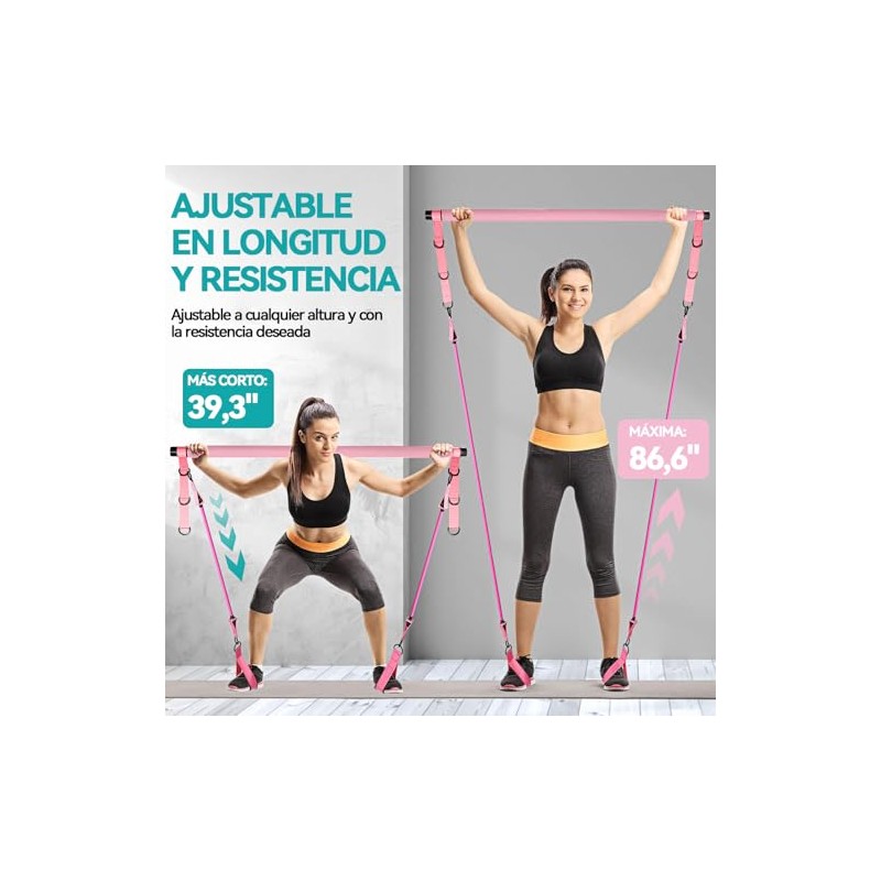Kit de Pilates con Barra y Bandas de Resistencia, Ideal
