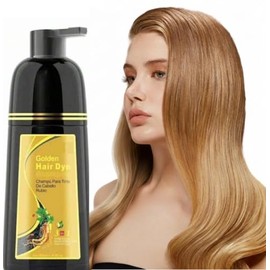 Hair Dye Shampoo 3 en 1 – Shampoo Tinte para Canas para Mujeres y Hombres | Color Golden Brown/Rubio | Cubre Canas Instantáneo, Deja Color Natural y C
