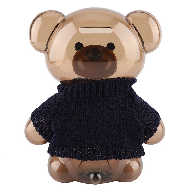 Children Coin Piggy Bank Money Box Cartoon Clothes Bear Plastic