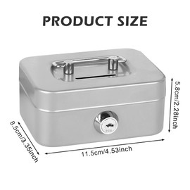 Elegant steel cash box, small cash box, small safe, lockable with key, small cash box with key, suitable as a money box, coffee cash, savings bank, tip cash box