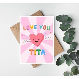 PTDShops Love You Tita Card - Cute Birthday Card For Tita - Mother's Day Gifts - Greeting Card For Anniversary - Thank You- I Love You Tita Card - New Tita Card