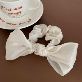 scicent Hair Ties 2 Pcs Silk Hair Scrunchies for Women's Hair Big Bowknot Ponytail Holder Hairband Soft Silk Hair Accessories for Girls Women Elastic Hair Bobbles No Damage Hair Ties - 6026011