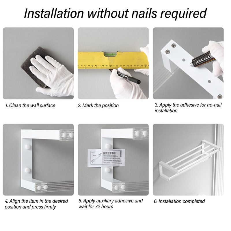 60cm Bathroom Wall Mounted Storage Shelf Punch Free Wall Mounted