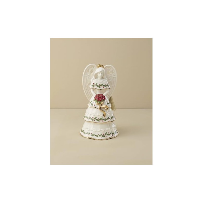 Lenox 895778 Holiday Angel Bell Holding Bouquet Ornament
