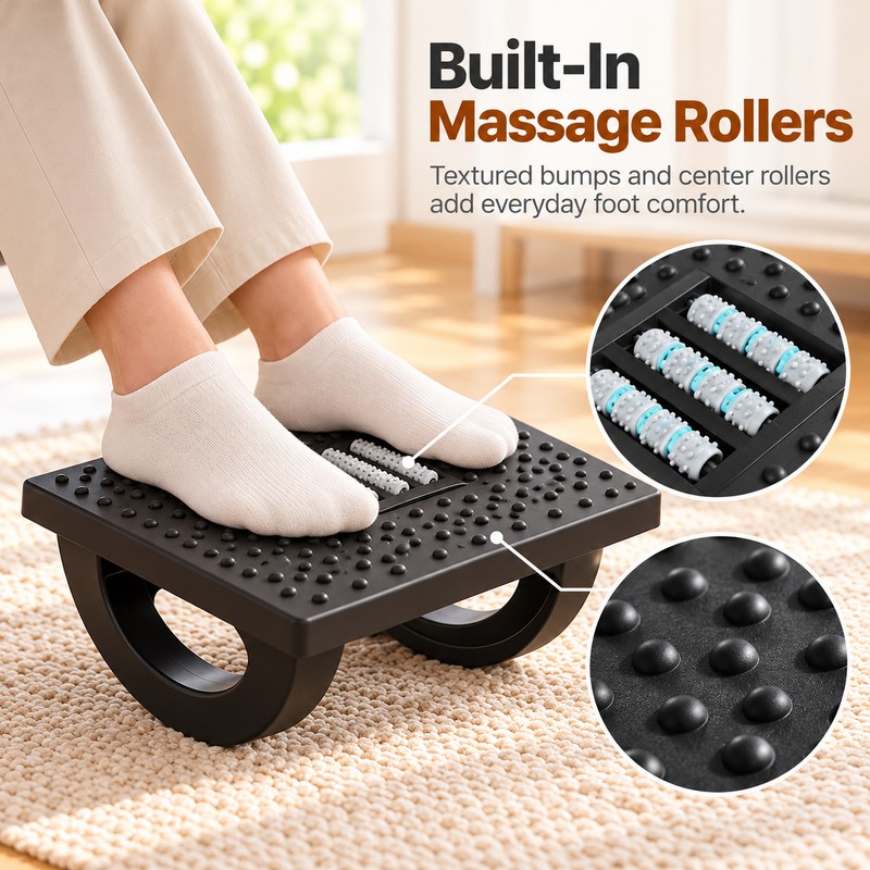 Ergonomic Rocking Footrest for Under Desk Use – Textured Massage