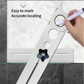 Ceramic Tile Hole Locator, Stainless Steel Universal Punching Tool for Wall Receptacle Outlet, Faucets and Water Heater Pipes, Measuring Range 300mm Hole Size: 25mm, 40mm, 45mm, 55mm